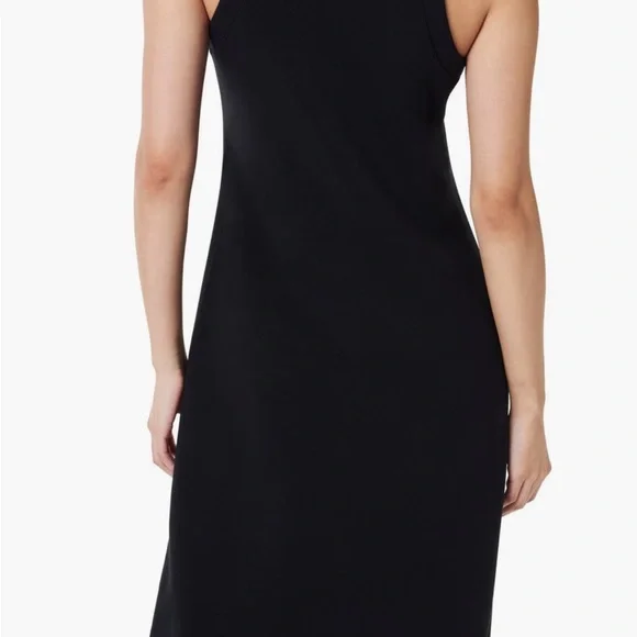 Spanx AirEssentials Side Stripe Tank Midi Dress Very Black Sleeveless Size L NWT - Picture 3 of 8